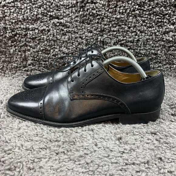 Brass Boot Men's 10 M Black Leather Dress Cap Toe Shoes - Picture 1 of 8